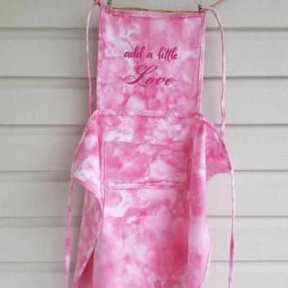 Denim Aprons, Pink And Red Tie Dyed And Hand Made..