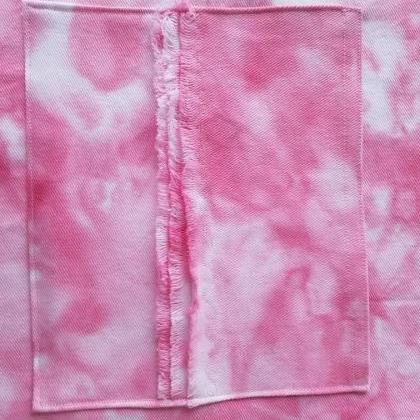 Denim Aprons, Pink And Red Tie Dyed And Hand Made..