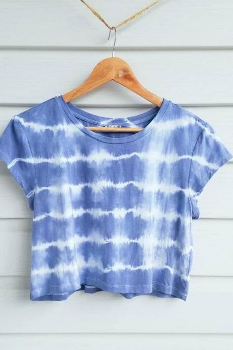 Free People, Blue Tie Dyed Crop Top, New, Size Medium, Bamboo Cotton fabric.
